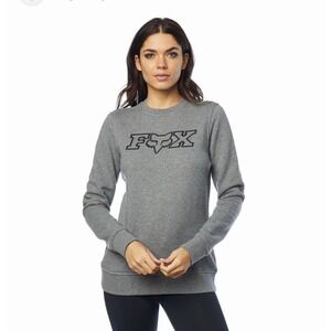 FOX Racing Women's Gray Black Pull Over Crew Neck Sweatshirt Motocross Sz Large